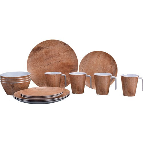 Servise Nature Line Teak Brun Melamin 16 deler