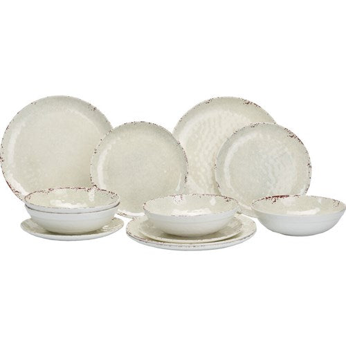 Servise Rustic Pearl Hvit Melamin 12 deler